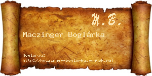 Maczinger Boglárka névjegykártya